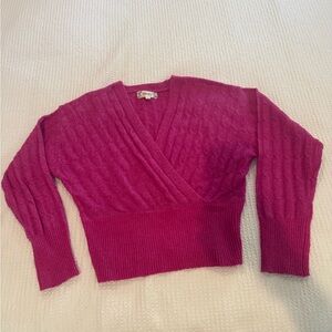 Pink Rose Magenta V-Neck Sweater